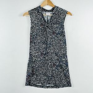Cabi Black Blue Jersey Knit Front Twist Tank Top‎ Blouse Shirt Womens Small